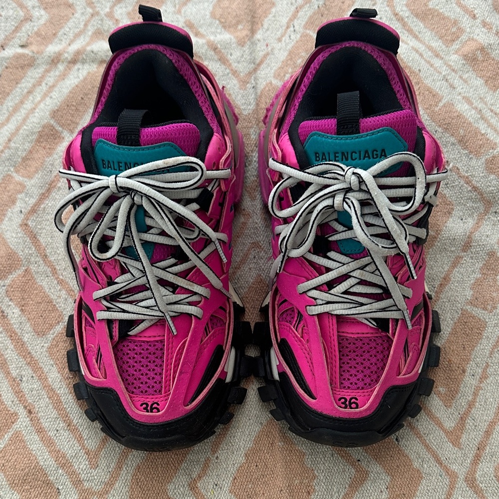 Balenciaga Women's Fuchsia and Black Athletic Shoes
